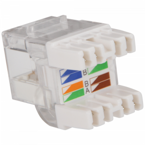 Keystone module, RJ45, category 6, UTP, 180 degrees, with LED, white
